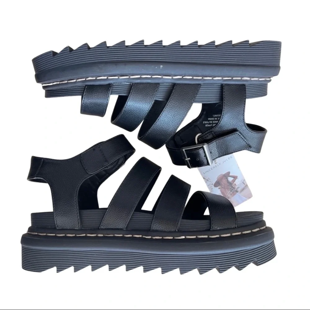 Black Platform Sandals - Picture 1 of 6